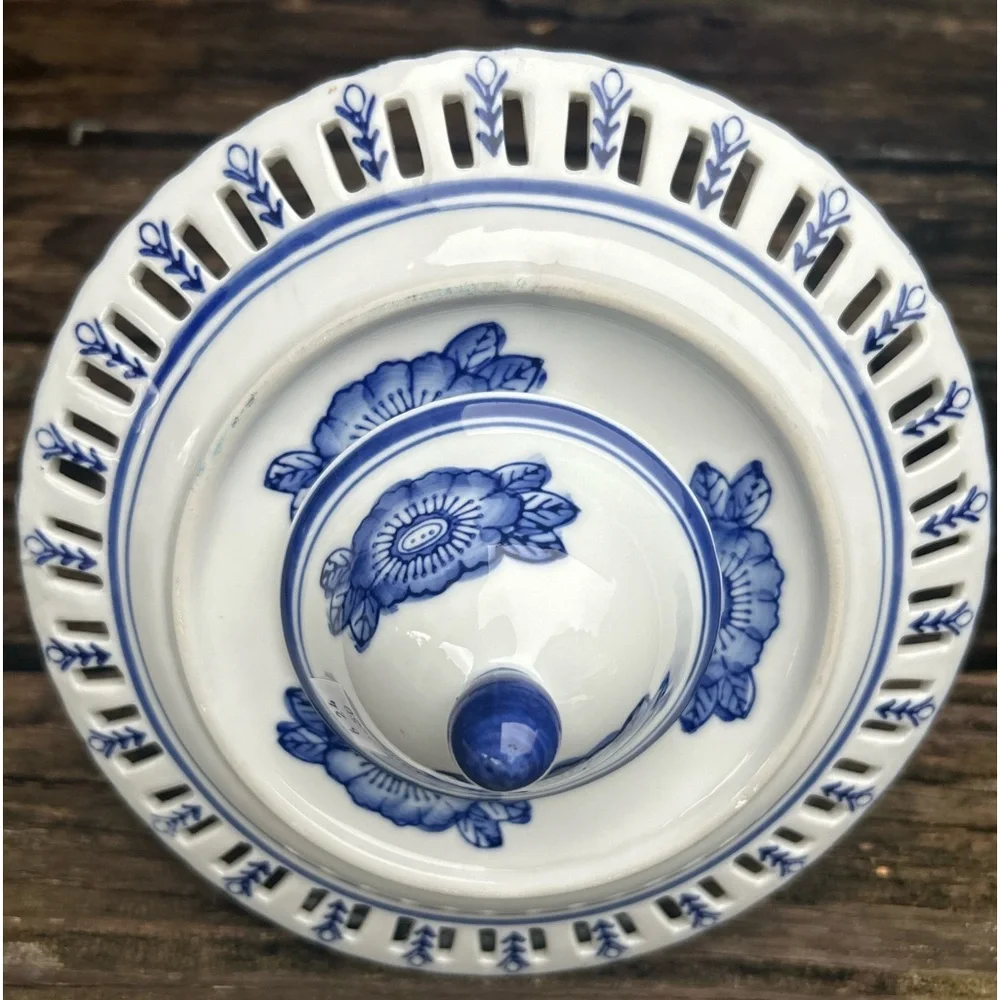 Rare and Unique Blue & White Porcelain Bunny Rabbit Bird Feeder